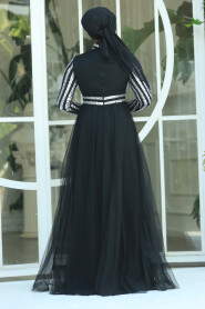 Stylish Silver Evening Hijab Dress 5338GMS - 3