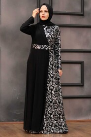  Plus Size Silver Islamic Wedding Dress 3067GMS - 1