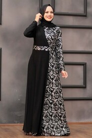  Plus Size Silver Islamic Wedding Dress 3067GMS - 2