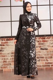  Long Sleeve Silver Modest Islamic Clothing Prom Dress 32431GMS - 2