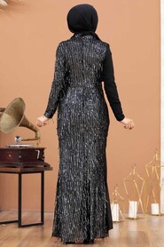  Luxorious Silver Islamic Wedding Dress 34291GMS - 3