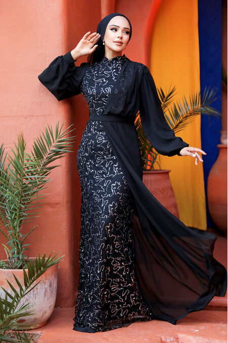  Elegant Silver Islamic Clothing Prom Dress 5516GMS - NEVA STYLE