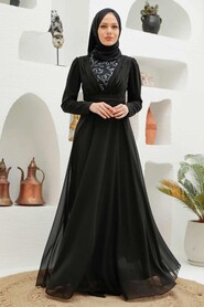  Plus Size Silver Modest Islamic Clothing Wedding Dress 56280GMS - 3