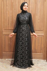  Long Sleeve Silver Modest Evening Gown 5632GMS - 3