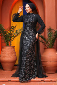  Long Sleeve Silver Modest Evening Gown 5632GMS - 2