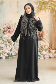 Silver Modest Dubai Abaya 29106GMS - 2