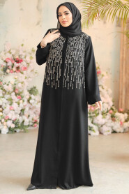 Silver Modest Dubai Abaya 29106GMS - 3