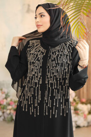 Silver Modest Dubai Abaya 29106GMS - 4