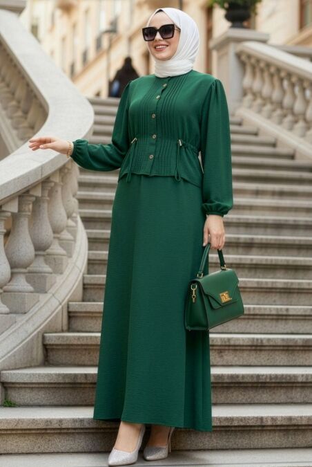 Skirted Green Modest Two-Piece Set 20239Y - 