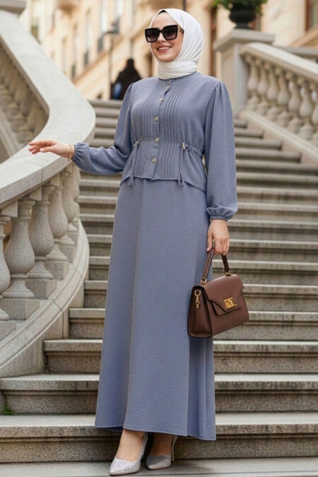 Skirted Grey Modest Two-Piece Set 20239GR - 