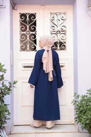 Slit Detailed Navy Modest Two-Piece Set 76112L - 4