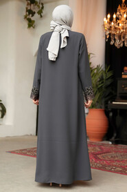 Smoke Color High Quality Turkish Abaya 62533FU - 2