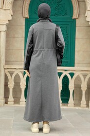 Smoke Color Hijab Coat 1365FU - 3
