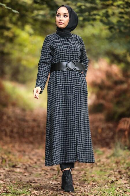 Smoke Color Hijab Coat 5510FU - NEVA STYLE