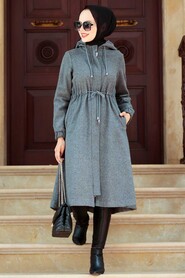 Smoke Color Hijab Coat 5578FU - 1