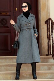 Smoke Color Hijab Coat 5661FU - 2