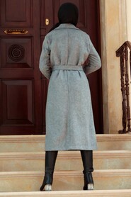 Smoke Color Hijab Coat 5661FU - 3