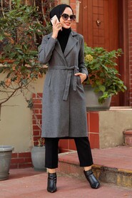 Smoke Color Hijab Coat 7013FU - 1