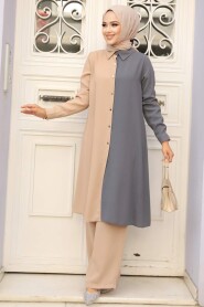 Smoke Color Hijab Double Suit 52331FU - 2