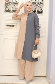 Smoke Color Hijab Double Suit 52331FU - 1