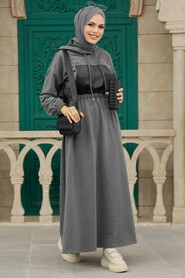 Smoke Color Hijab Dress 1356FU - Thumbnail