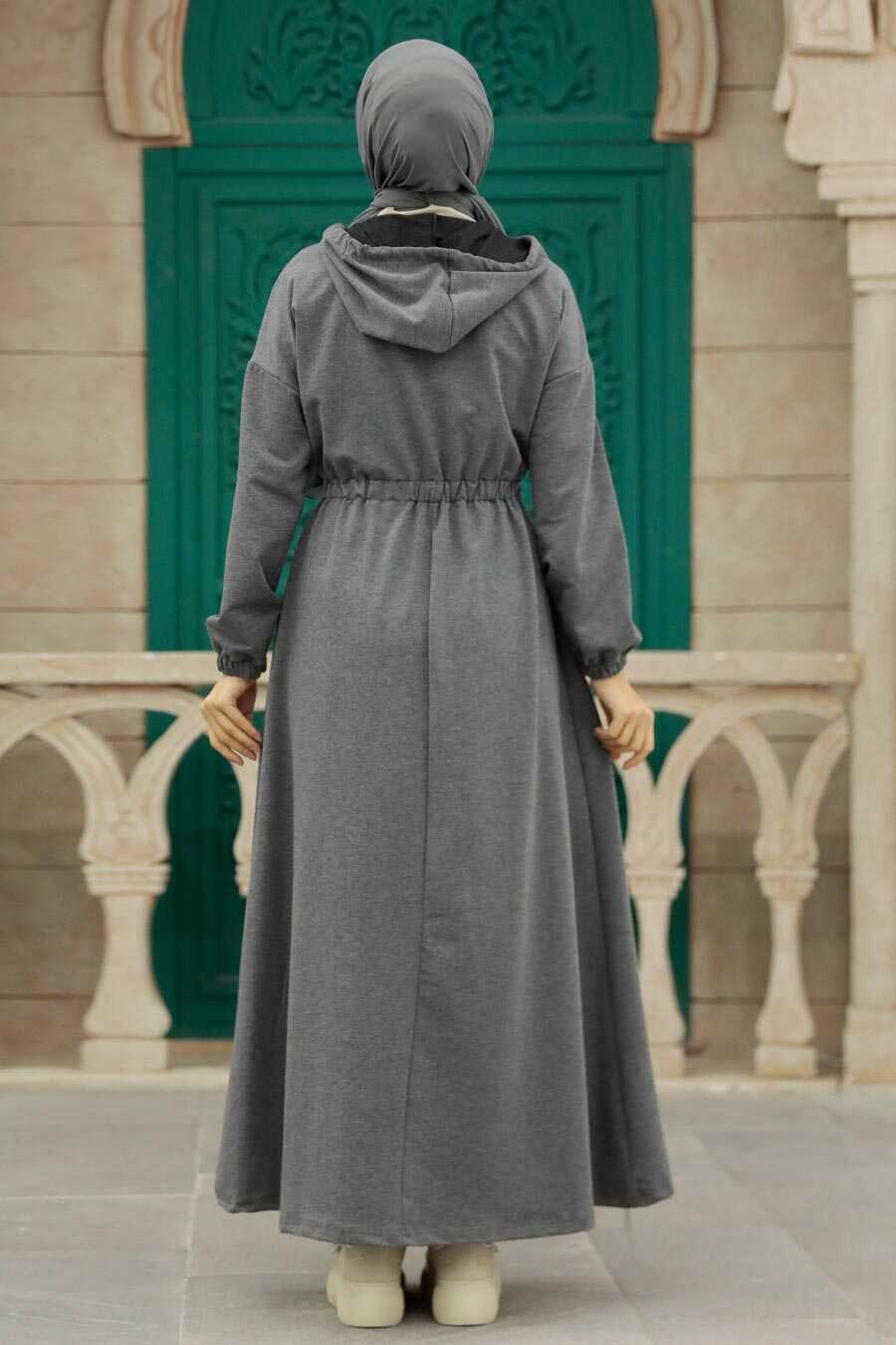 Smoke Color Hijab Dress 1356FU