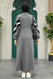 Smoke Color Hijab Dress 13610FU - 3