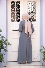 Smoke Color Hijab Dress 2703FU - 4