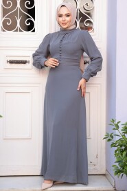 Smoke Color Hijab Dress 2703FU - 3