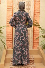 Smoke Color Hijab Dress 279033FU - 4