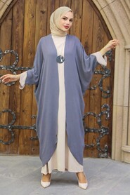 Smoke Color Hijab Dress 3421FU - NEVA STYLE