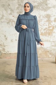 Smoke Color Hijab Dress 57970FU - NEVA STYLE