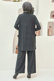 Smoke Color Hijab Dual Suit Dress 50150FU - 2