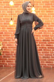  Plus Size Smoke Color Islamic Wedding Gown 5478FU - 2