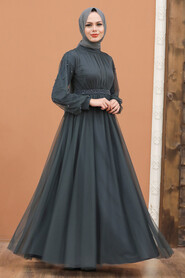  Modern Smoke Color Islamic Clothing Evening Gown 5514FU - 4