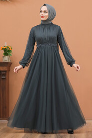 Modern Smoke Color Islamic Clothing Evening Gown 5514FU - 5