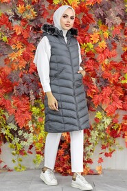 Smoke Color Hijab Inflatable Vest 1025FU - NEVA STYLE