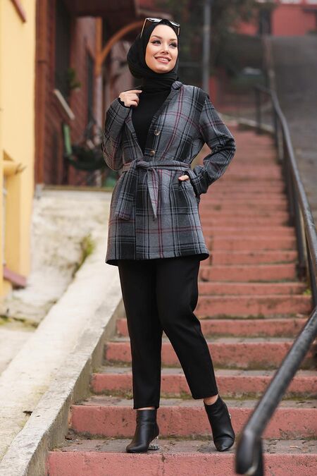 Smoke Color Hijab Jacket 5600FU - NEVA STYLE
