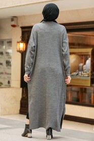 Smoke Color Hijab Knitwear Cardigan 33690FU - 2