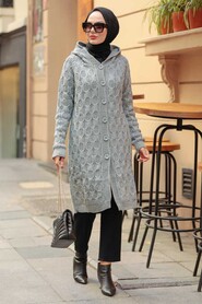 Smoke Color Hijab Knitwear Cardigan 41202FU - 1