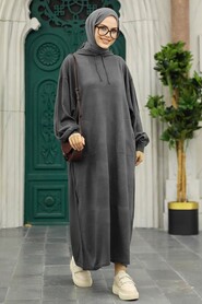Smoke Color Hijab Knitwear Dress 33902FU - NEVA STYLE
