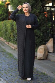 Smoke Color Hijab Knitwear Suit 15020FU - 1