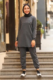 Smoke Color Hijab Suit 5742FU - 2