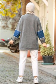 Smoke Color Hijab Sweatshirt 2382FU - 2