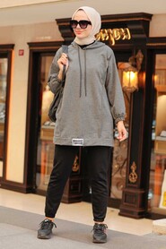 Smoke Color Hijab Sweatshirt 2395FU - 1