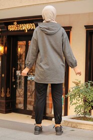 Smoke Color Hijab Sweatshirt 2395FU - 2