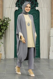 Smoke Color Hijab Triple Suit 52261FU - 1