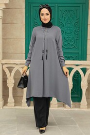 Smoke Color Hijab Tunic 24460FU - 1