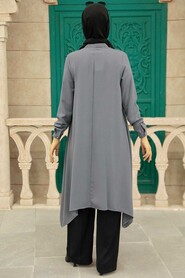 Smoke Color Hijab Tunic 24460FU - 2