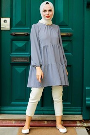 Smoke Color Hijab Tunic 31720FU - 1